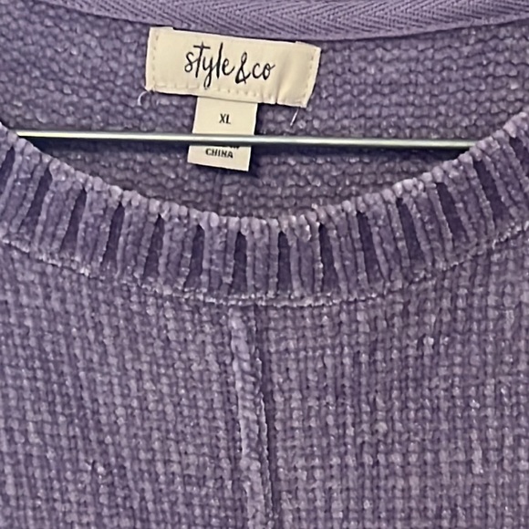 Style and Co Womens Crewneck Seam Chenille Sweater Size XL NWT - Picture 3 of 9